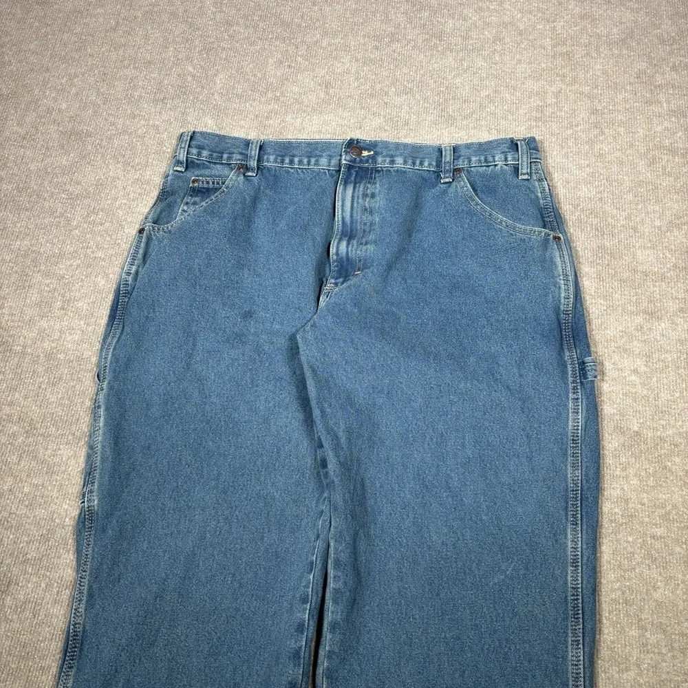 Vintage Dickies Jeans Mens 37x29 Relaxed Fit Blue Denim Carpenter Workwear Baggy